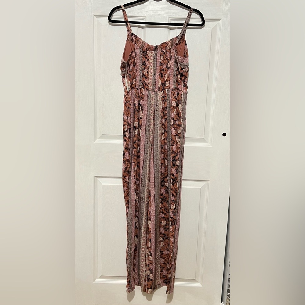 💗 *NEW* A.U.W. - Womena Bohemian Pink and Brown Full Length Jumpsuit - Picture 7 of 11